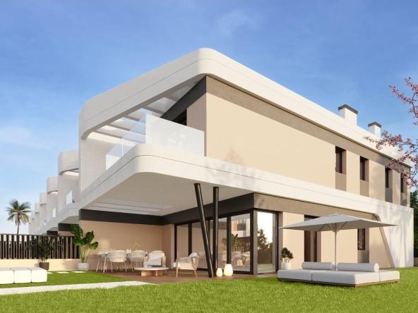 Townhouses overlooking Alicante Golf with modern designs and nearby beach access.